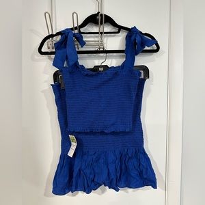 Two piece smocked skirt set